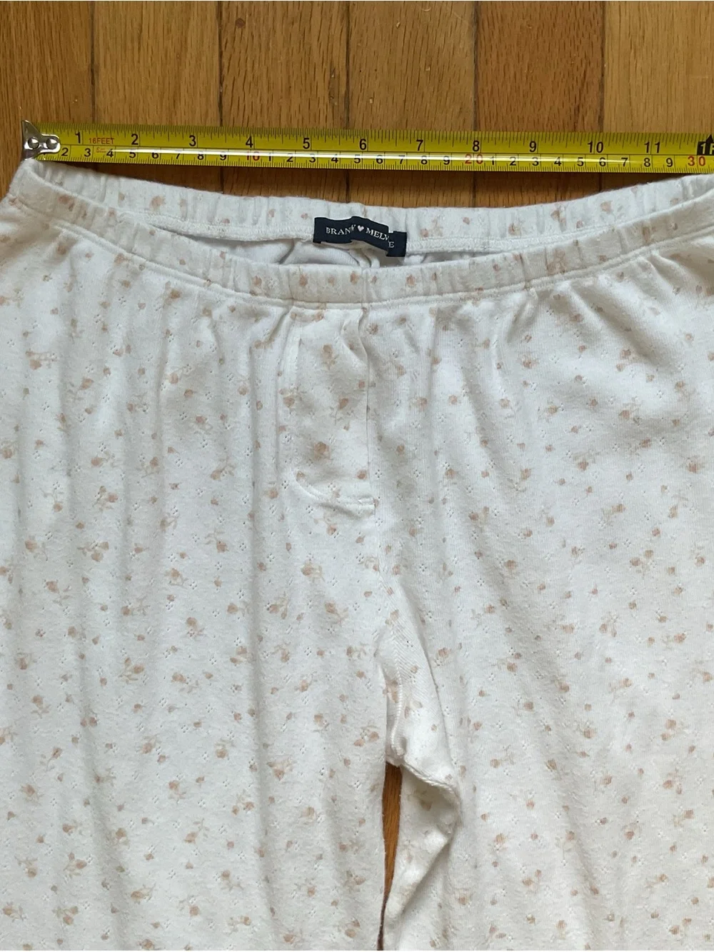 Brandy Melville Pajama Pants Womens OS White Ditsy Floral Cotton Relaxed Italy